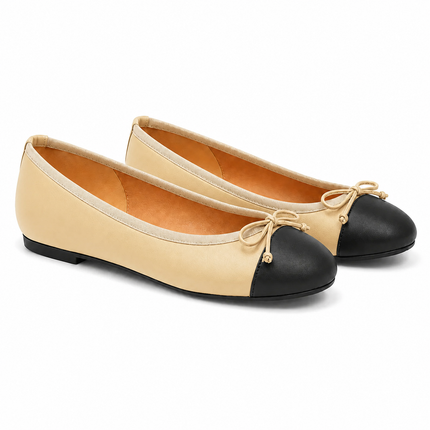 Index Beige Black Leather