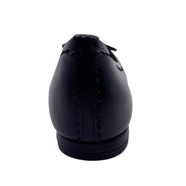 Back view of the black leather ballet flats 