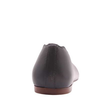 Back view of jigsaw navy leather flat. 