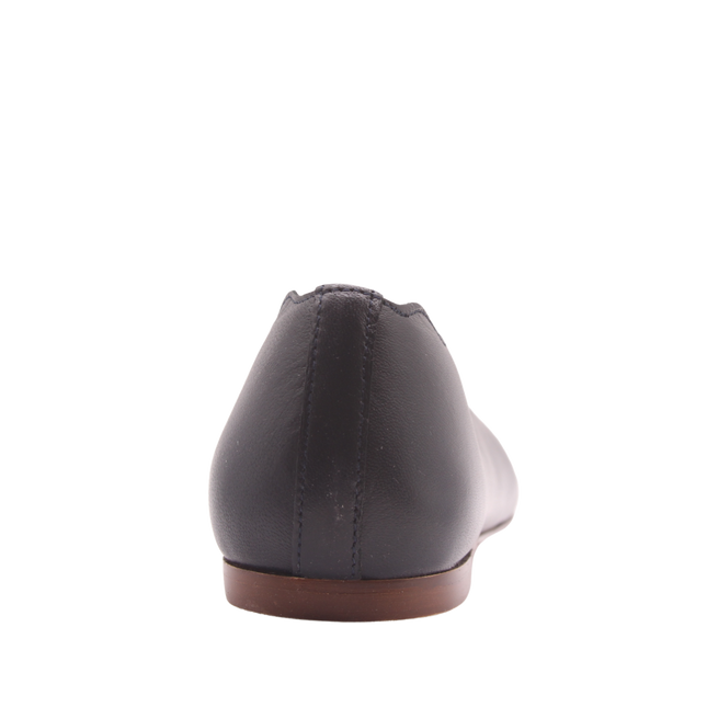 Back view of jigsaw navy leather flat. 
