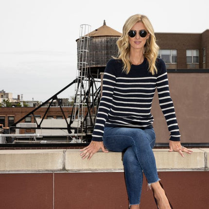 Nicky Wearing blue leather Kathy ballet flat 