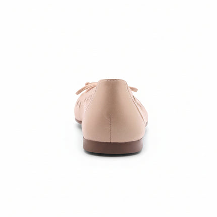 back view beige leather ballet flat 