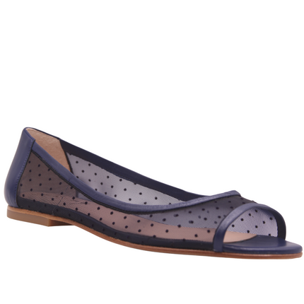 Noir Navy Dot Mesh