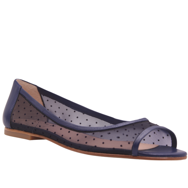 Noir Navy Dot Mesh