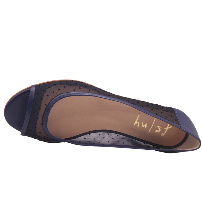 Noir Navy Dot Mesh