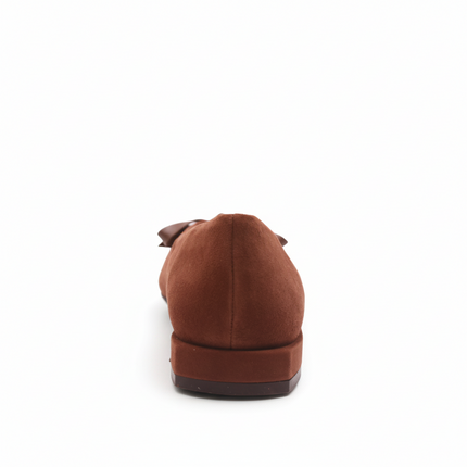 back view of brow suede flat 