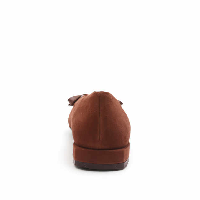 back view of brow suede flat 