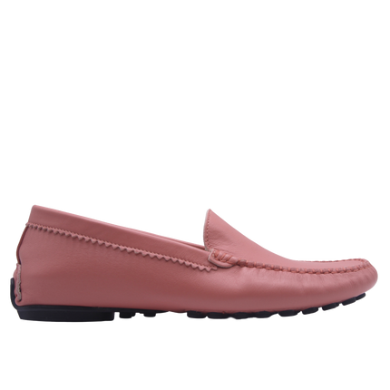 Rose (pink) leather loafer side view 