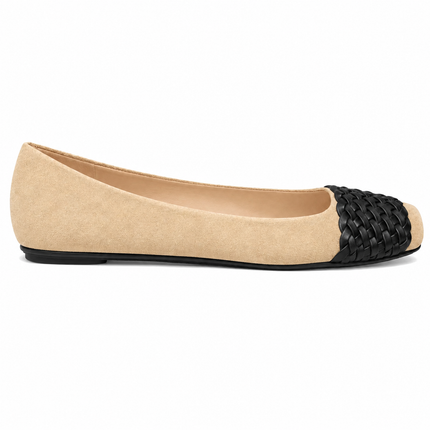Via Beige Black Suede Braid