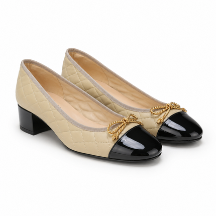 Sydney Beige Black Leather