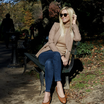 Nicky Hilton wearing the praline leather Kathy flat 