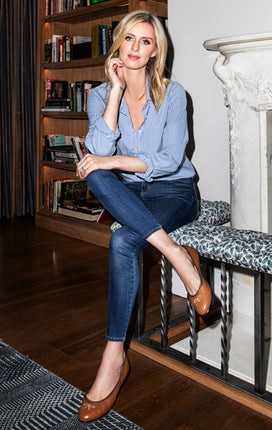 Nicky Hilton wearing the praline leather Kathy flat 