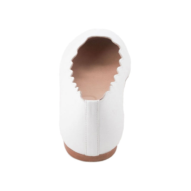 Back view of jigsaw white leather flat. 